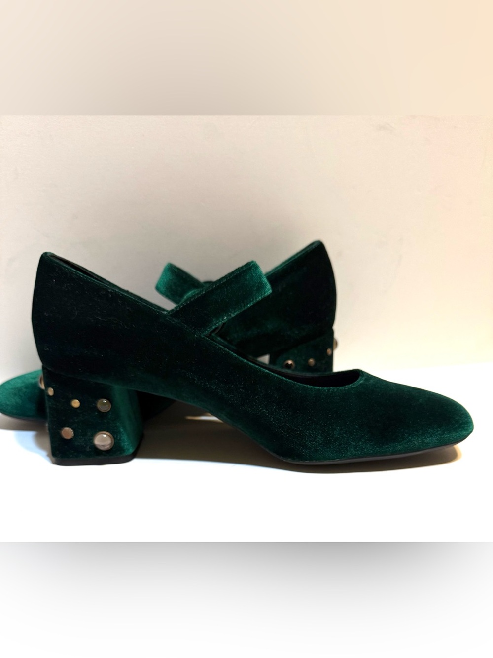 Geox Green Seyla Jewel Embellished Block Heel Velvet
Mary Jane Shoes Size 10(40)